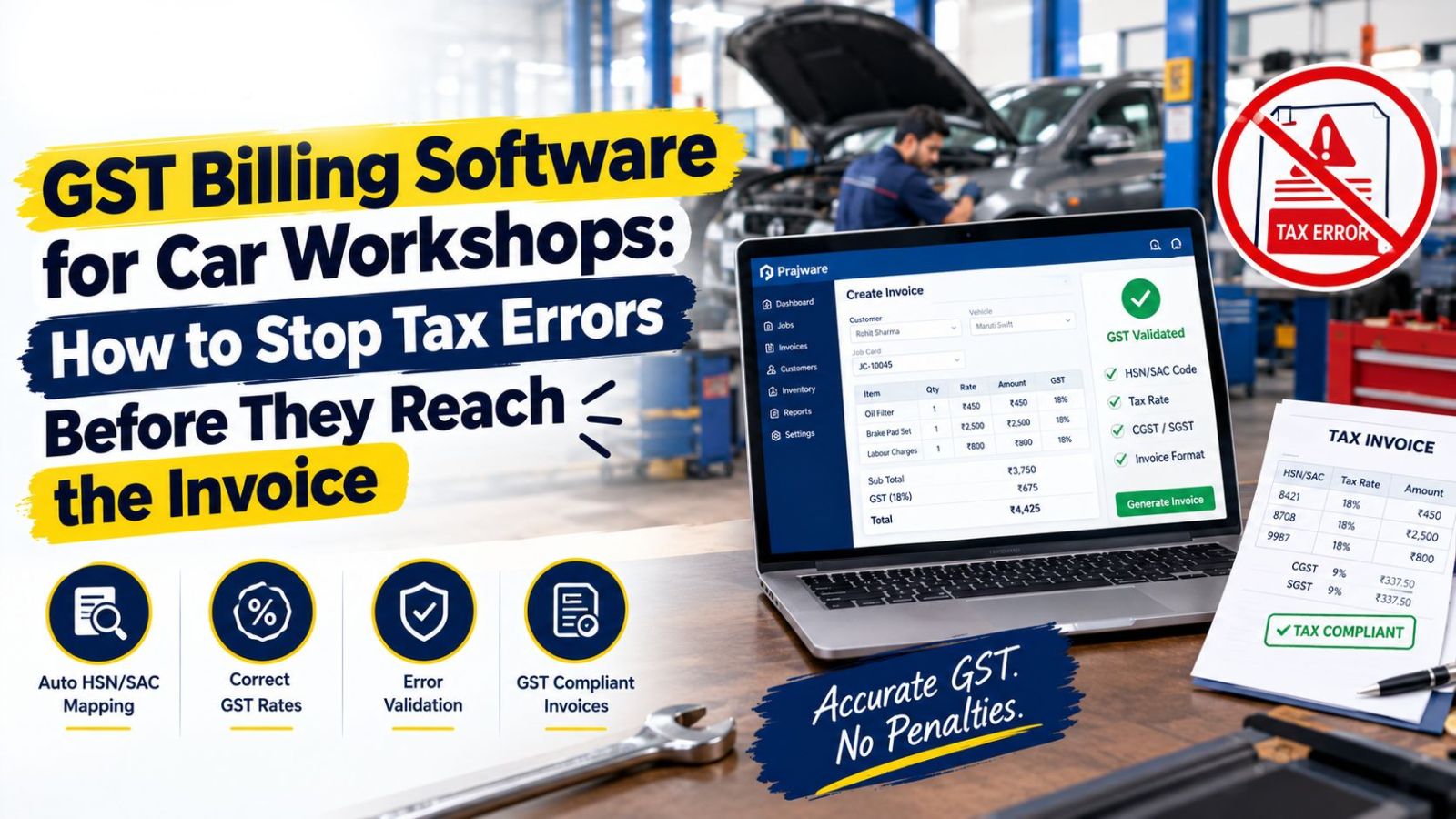 GST Billing Software for Car Workshops: How to Stop Tax Errors Before They Reach the Invoice