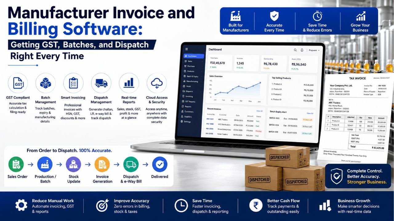 Manufacturer Invoice and Billing Software: Getting GST, Batches, and Dispatch Right Every Time